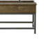 Table basse rectangulaire à plateau relevable avec base en chêne brun et métal noir pour un espace de vie moderne et sablonneux