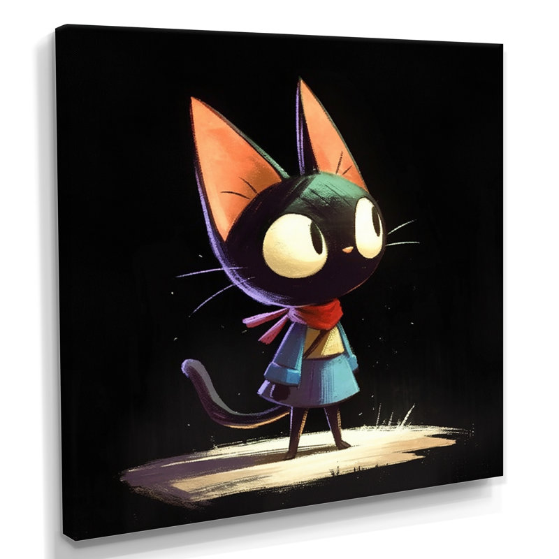 «Little Cute Lady Black Cat - Cat», reproduction d'art murale, Toile tendue, H 16 po x l 16 po x P 1 po