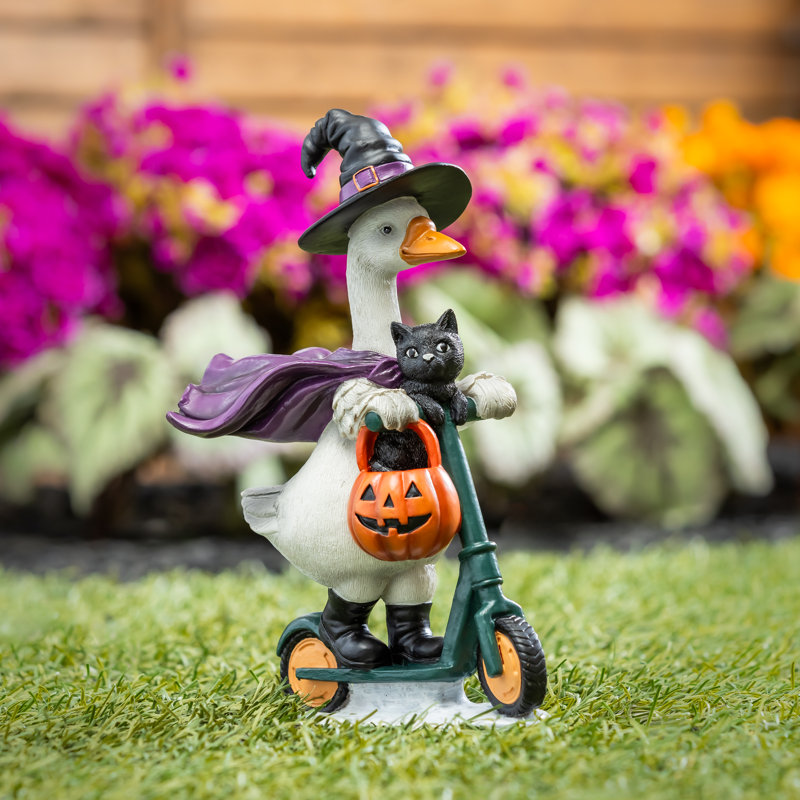 Maison hantée, statue d'oie en résine représentant un scooter, 25 cm de hauteur