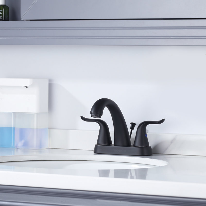 Centerset 2-handle Bathroom Faucet with Drain Assembly, Matte Black
