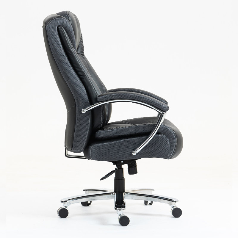 Chaise de bureau haute en PU avec hauteur ajustable, ergonomique pour le soutien lombaire, revêtement doux, capacité de 300 lb, base, roulettes qui se déplacent silencieusement, siège à colonne vertébrale de hauteur classique, rembourré, à 4 niveaux