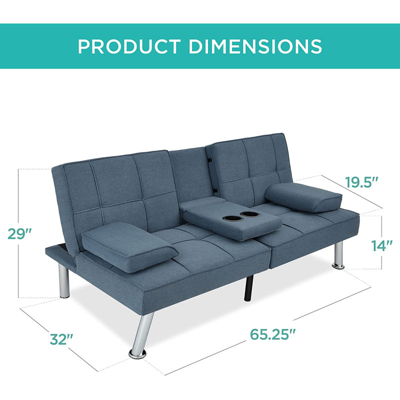Dockie 65.25'' Linen Upholstered Convertible Sofa