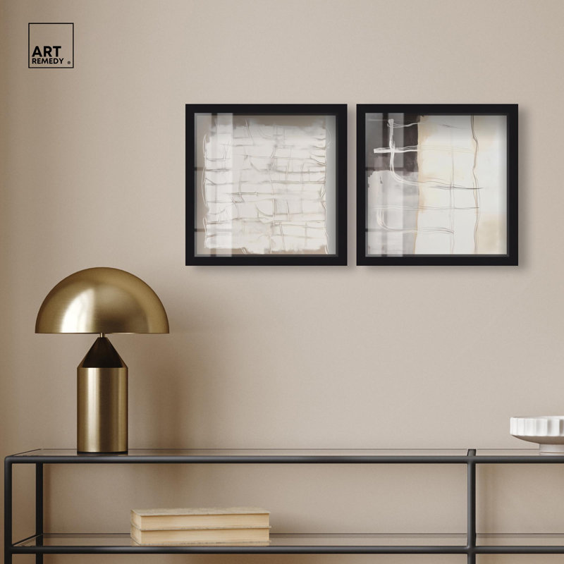 Décoration murale Neutral Luxe Harmony Set Shadowbox par Art Remedy, H 13 po x l 13 po, Noir