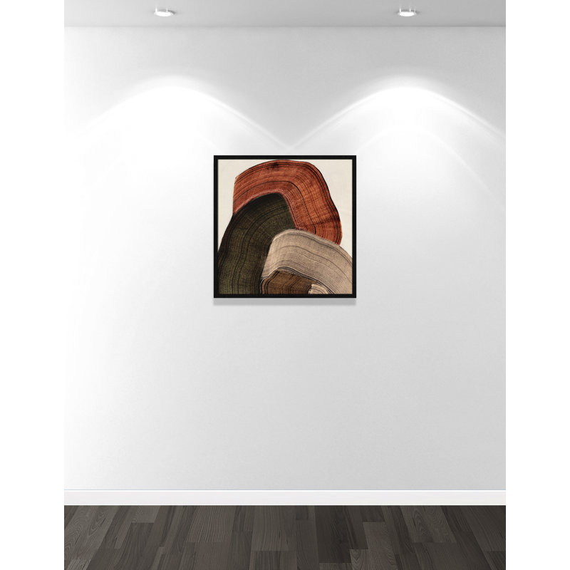 «Folded Earth I» par Casa Fine Arts, L 27,5 po x H 27,5 po, Grain de bois noir, Framed Print