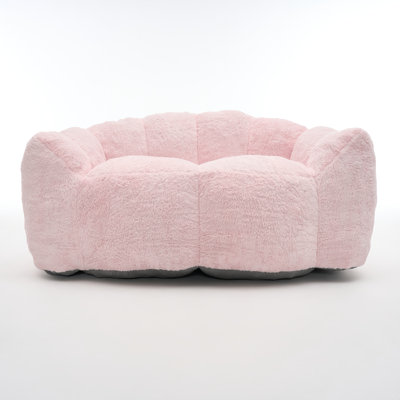 Canapé 2 places à compresse sous vide pétale de fleur, canapé moelleux artificiel en peluche pour petits espaces