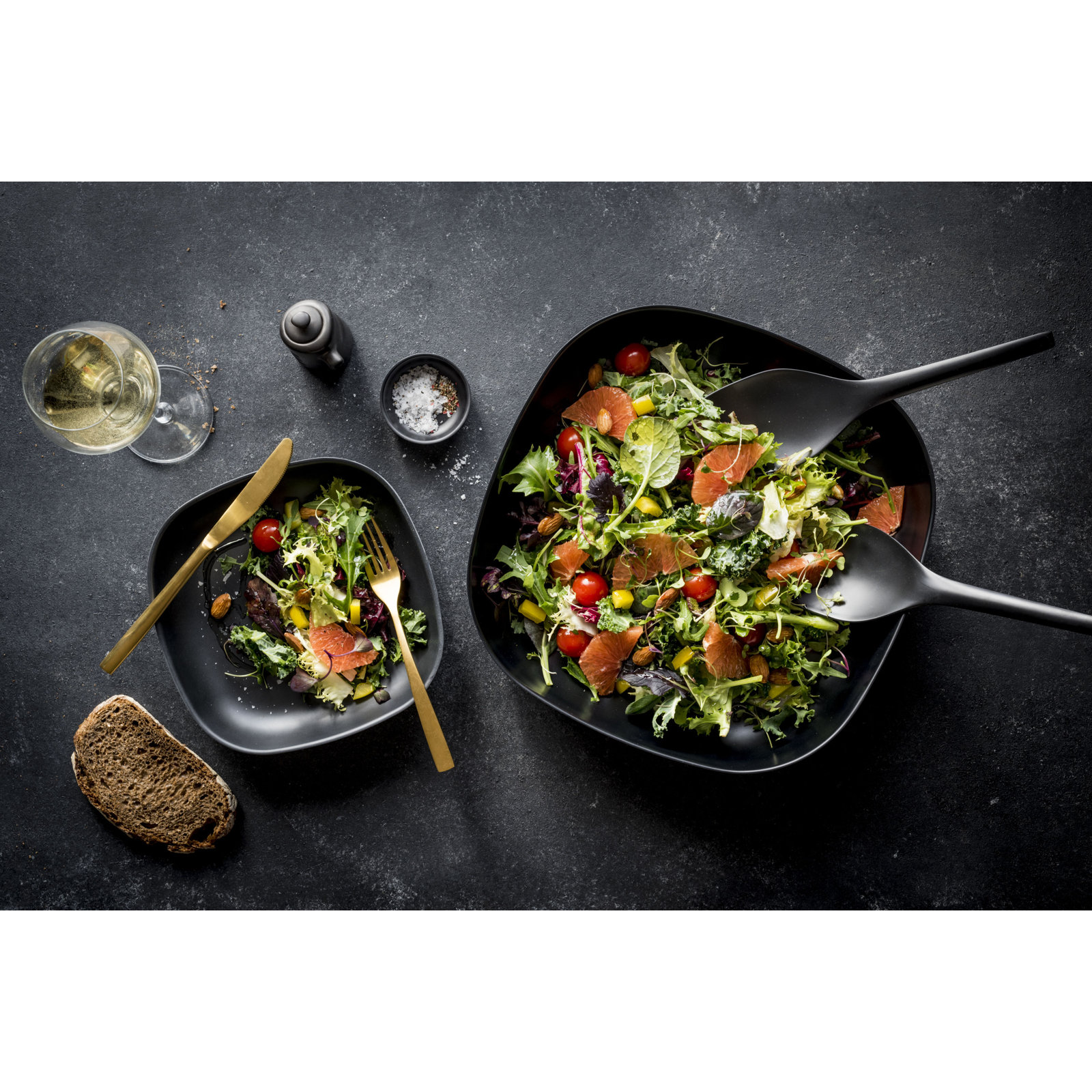 Gusto Bamboo Salad Bowl, Black