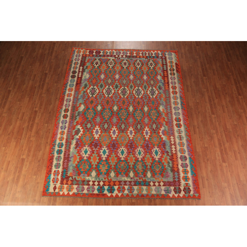 Tapis géométrique en laine All-Over Kilim 9 x 11