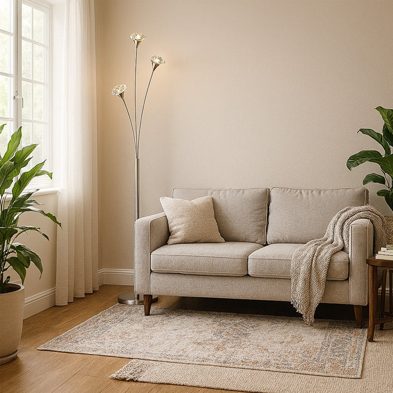Sluss 170cm Tree Floor Lamp, Satin Nickel