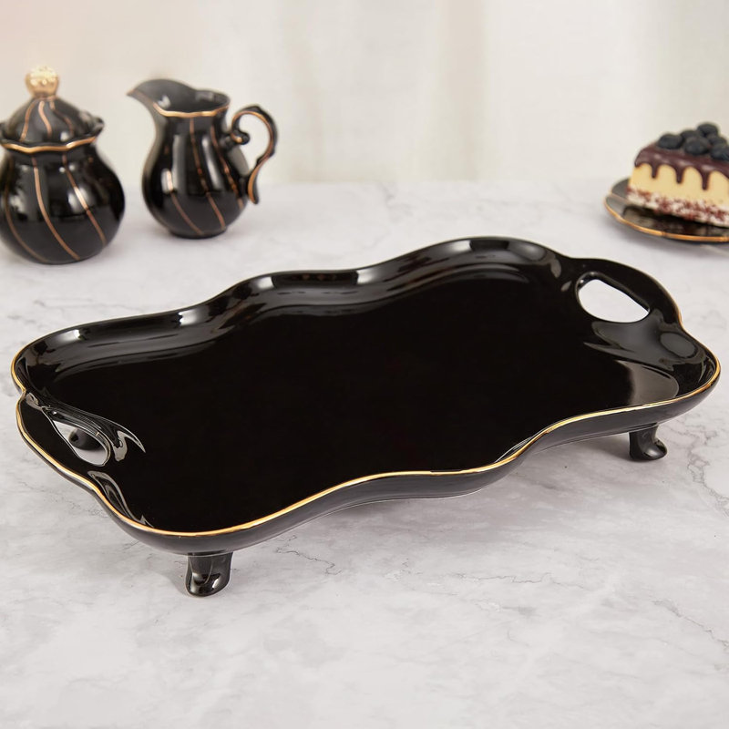Ceramic Handle Tray, Black