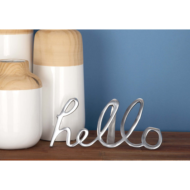 Aluminum Metal Hello Multi Colored Decorative Sign Set