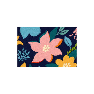 Floral Pattern Bath Mat For Bathroom, 16 X 24 Inches