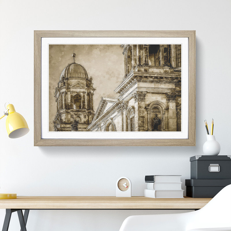 Dom Berlin Cathedral - Picture Frame Graphic Art Print, Oak Framed, 33cm H x 45cm W x 2cm D