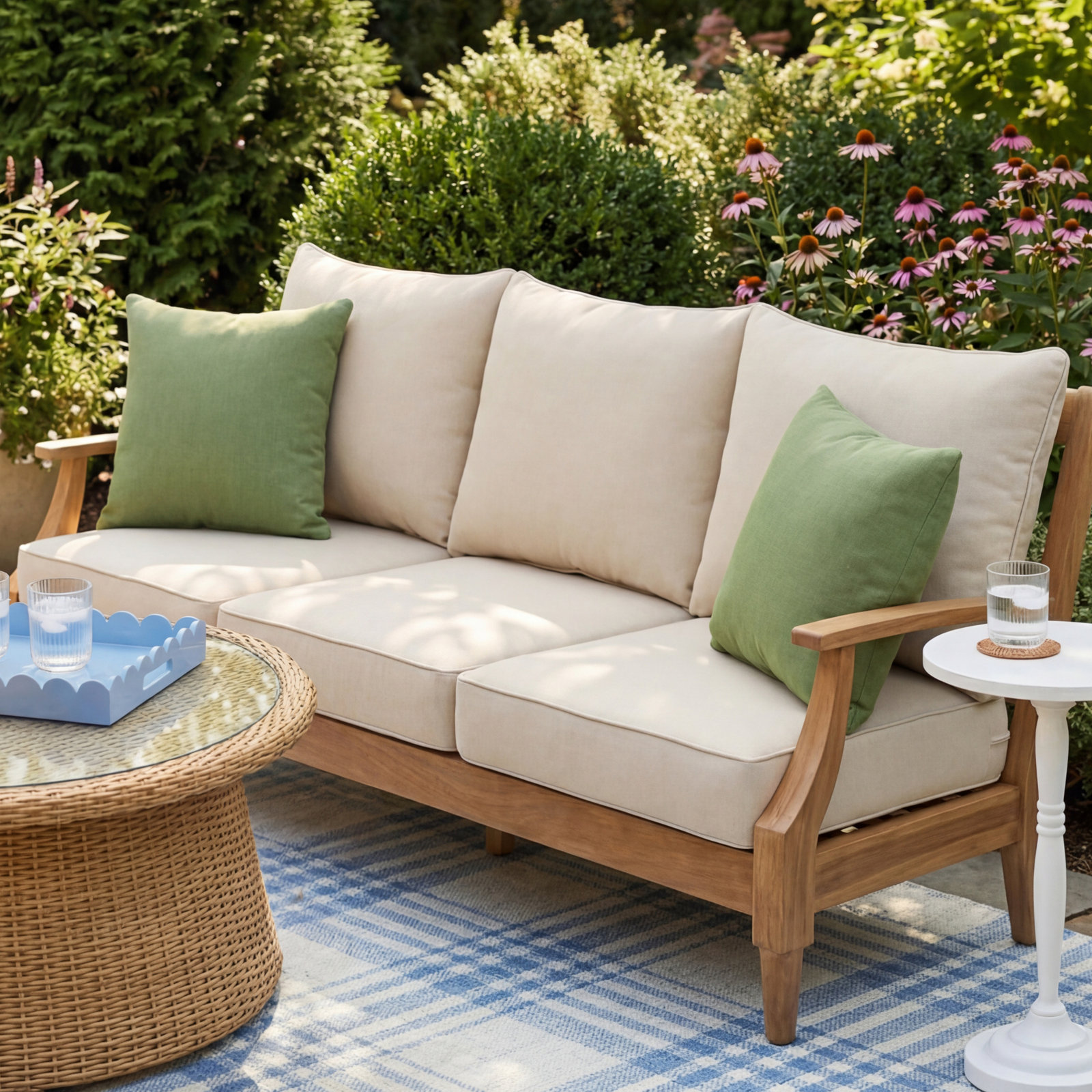 Davana Outdoor Sofa, Canvas Cloud Sunbrella® Canvas, 25" W x 25" D