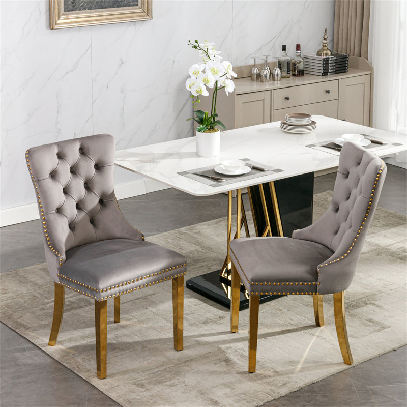 Dining Chair (No Including Dining Table), Gold, Gray