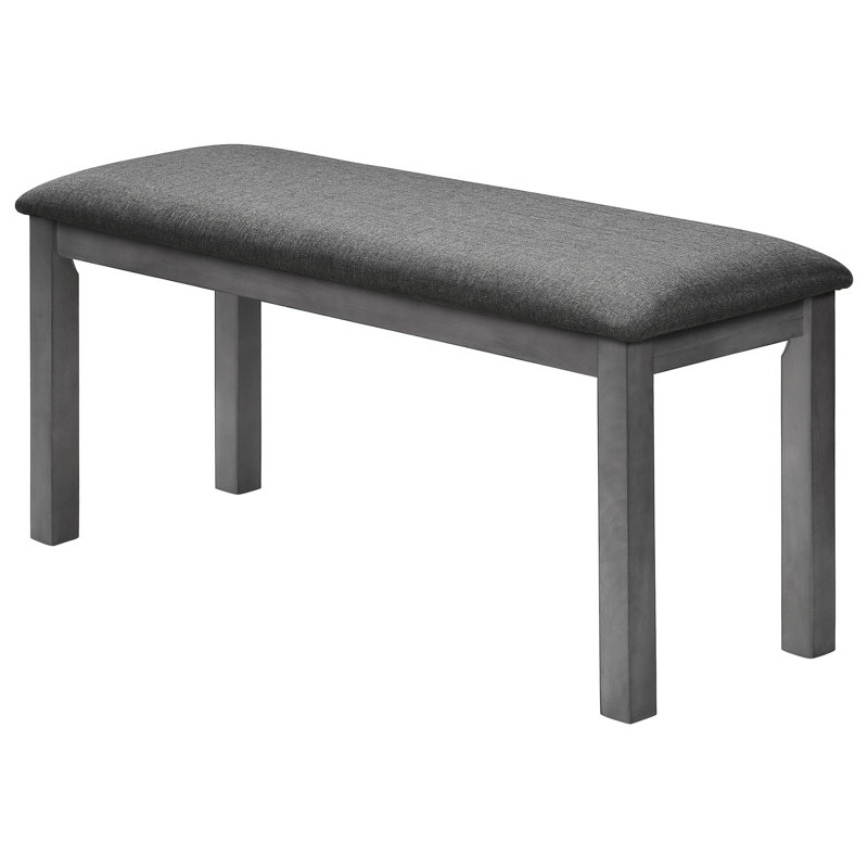 Banc rembourré gris de 42 po pour la salle à manger - transitionnel, structure en bois massif, rembourrage en mousse épaisse