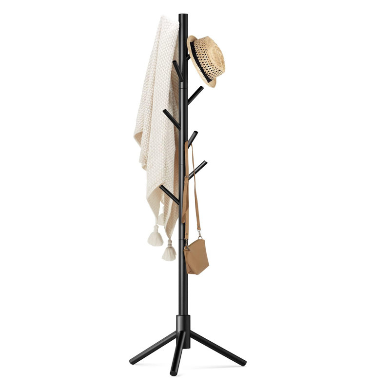 Lathaniel Freestanding 8 - Hook Coat Rack, Black