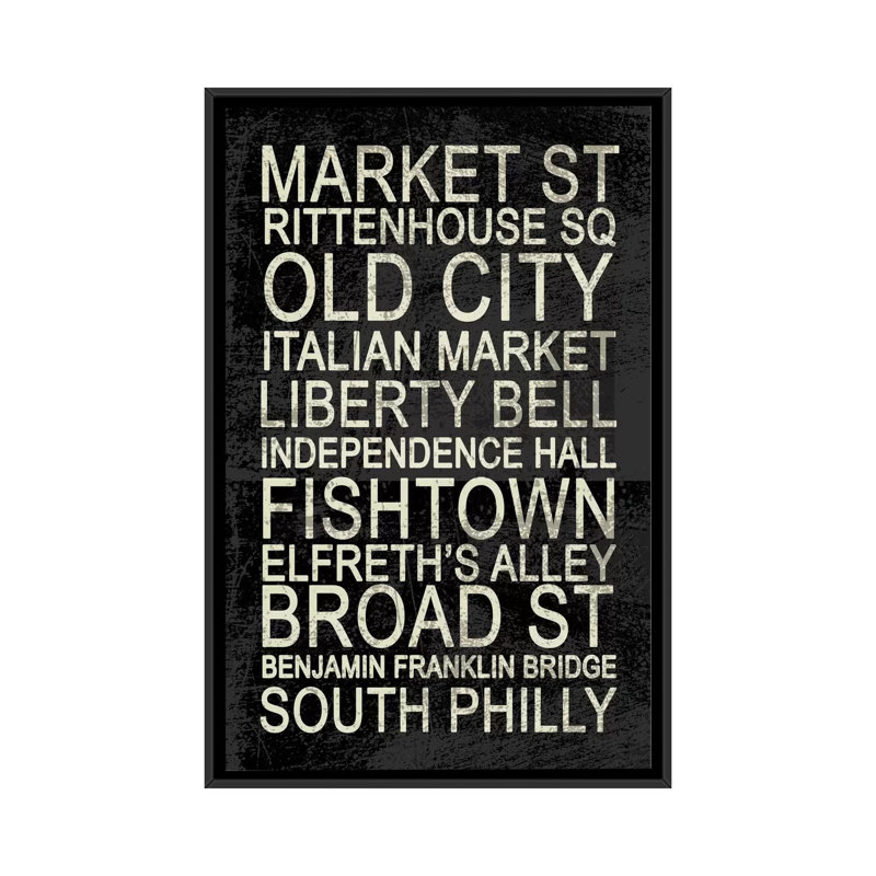 " Philly " by Erin Clark, 26" H x 18" W x 1.5" D, Black Framed Canvas, No Mat