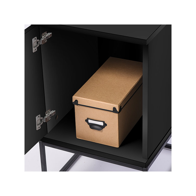 Holzheimer 35.2cm W Manufactured Wood Bedside Table, Black