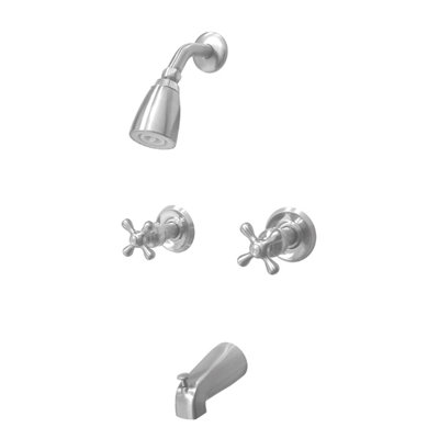 Robinet de douche de baignoire à inverseur avec poignées en croix en métal Magellan