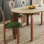 Ensemble de table de salle à manger pour 4 personnes beige et brun en pierre frittée ovale et en bois massif-1446002575
