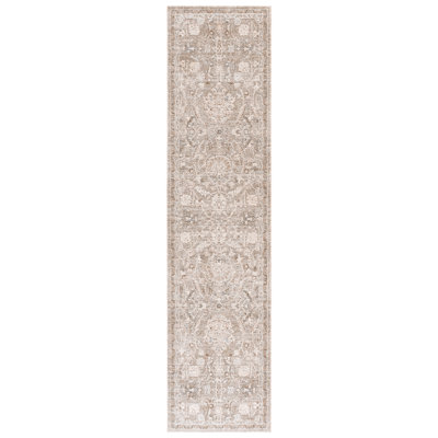 Power Loom Polyester Oriental Area Rug in Taupe/Ivory