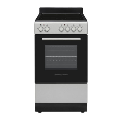 Hamilton Beach, cuisinière électrique 20 po, plateau en vitrocéramique, avec plateau peu profond, acier inoxydable