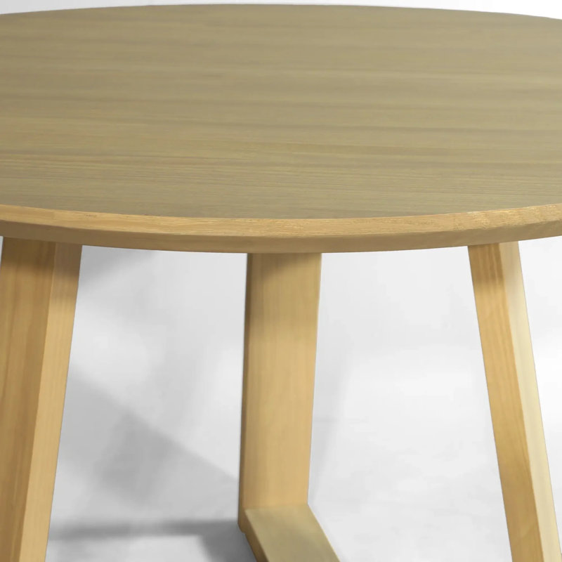 Cascais Round Dining Table With Japandi Base, 30"H x 48"L x 48"D, Blonde Oak