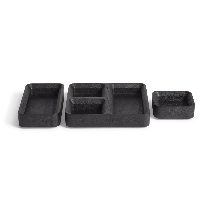 Square One Stacking Tray, Black Stained Acacia