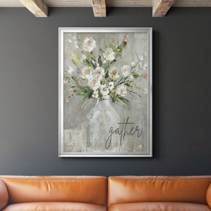 «Gather», reproduction encadrée de qualité supérieure - prête à être accrochée, Argent, H 36,5 po x l 26,5 po x P 1 po