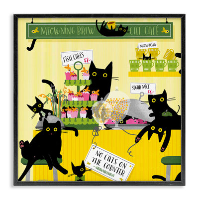Art de giclée encadré «Silly Cat Café Bakery» par Leeza Hernandez