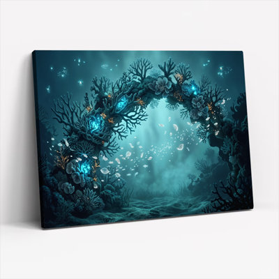 Ensemble de 1 tableau sur toile représentant une arche sous-marine