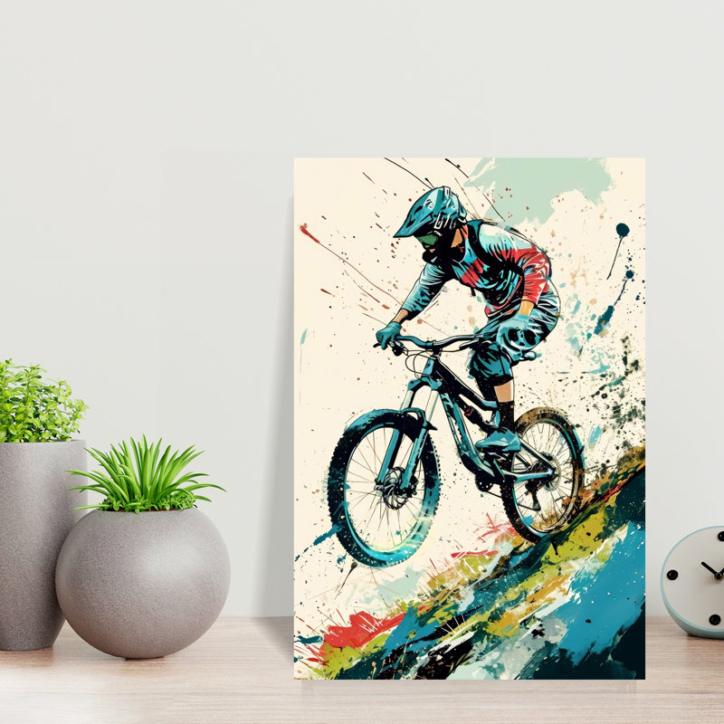 «Vibrant Mountain Biking Contemporary Mountain», reproduction d'art murale, H 18 po x l 12 po