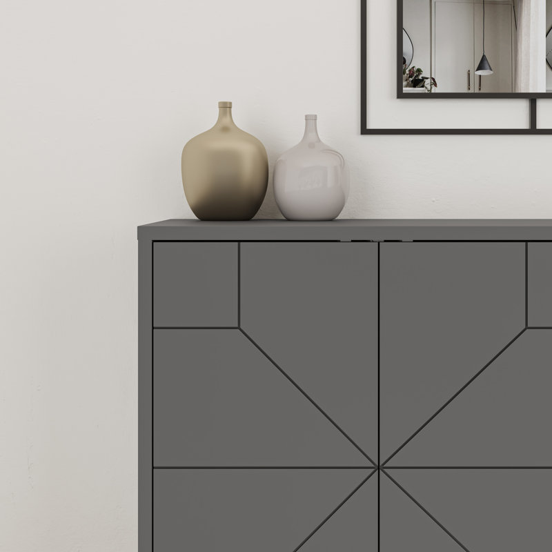 Dune Console Sideboard Geometric Design Wide 123cm, Anthracite