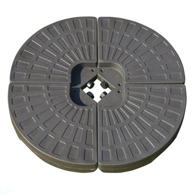 Base de parasol de patio en porte-à-faux 4 pièces Outsunny, poids de parasol en forme d'éventail avec poignées intégrées et matériau robuste, 148 lb d'eau et 220 lb d'eau et de sable, café