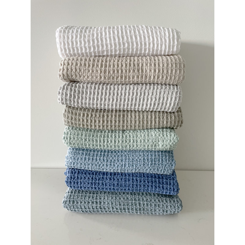 White Cotton Waffle Throw Blanket with Fringe, 50x70