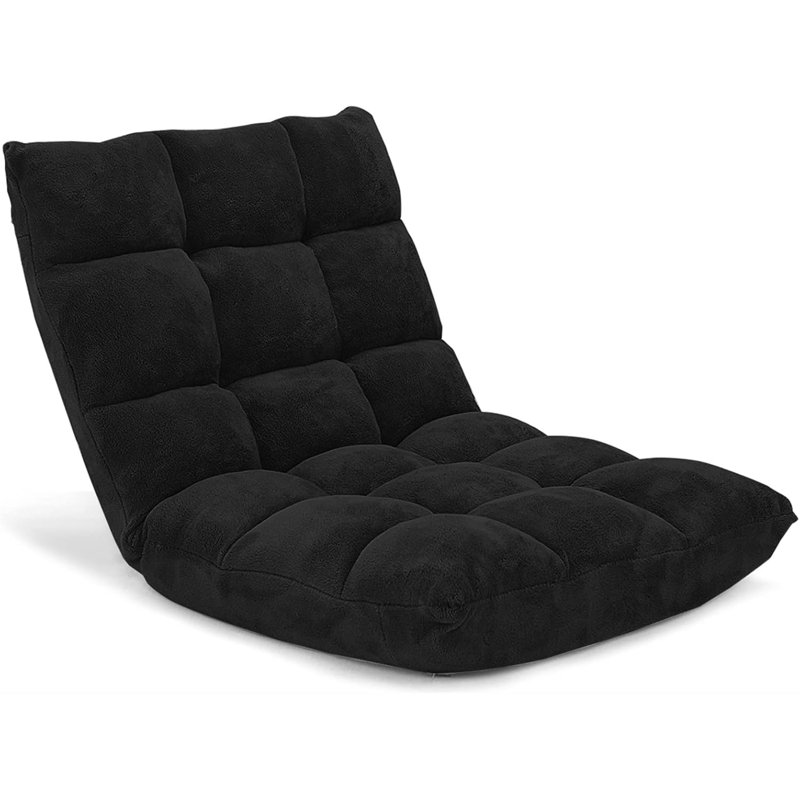 Adjustable Floor Chair With Back Support - 14-Position Reclining Gaming Chair, Padded Sleeper Sofa, Meditation Seat & Lounge Chair For Adults, Sturdy Steel Frame & Non-Slip Base