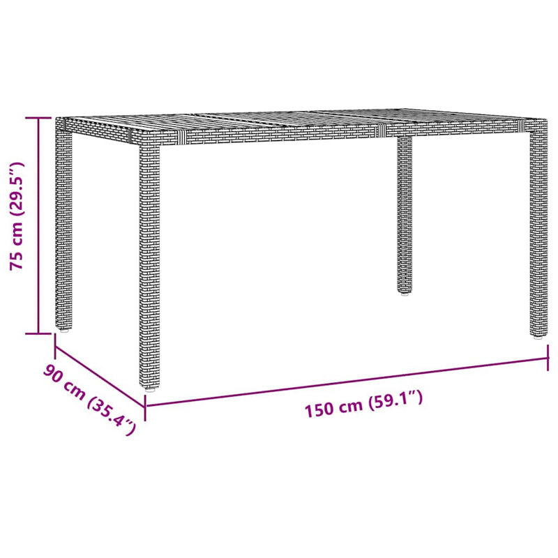 7 Piece Garden Dining Set Black