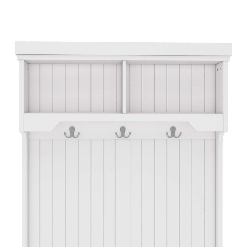Hall Tree With Storage Shoe Bench For Entryway And Hallway, White