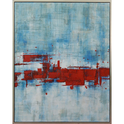 Peinture à l'huile avec cadre en bois argenté