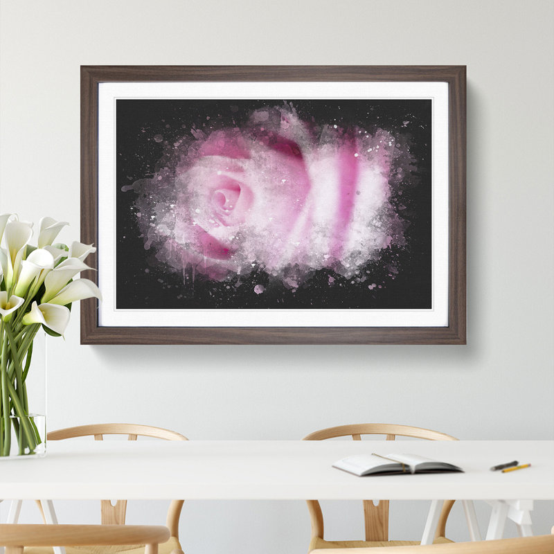 Pink Rose Flower Vol.1 - Picture Frame Graphic Art, Walnut Framed, 65cm H x 90cm W x 2cm D