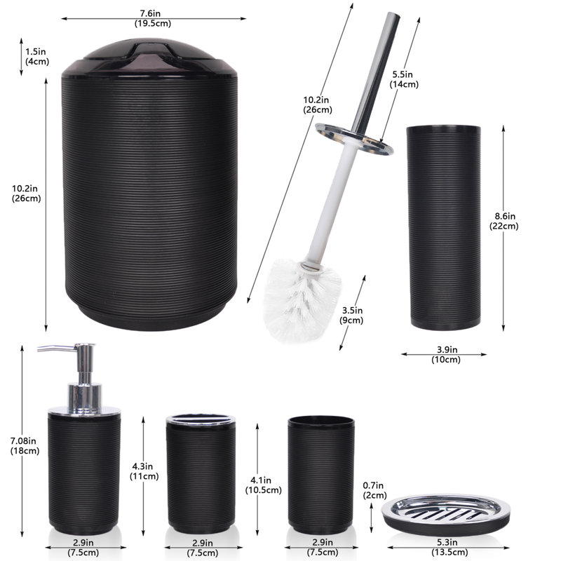 Balch Bathroom Accessory Set, Black Matte