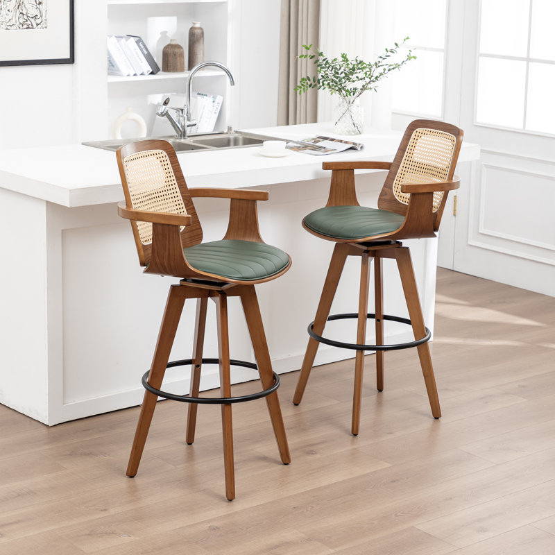 Tabouret de comptoir pivotant Clero, Vert, Tabouret de bar (siège d'une hauteur de 30 po)