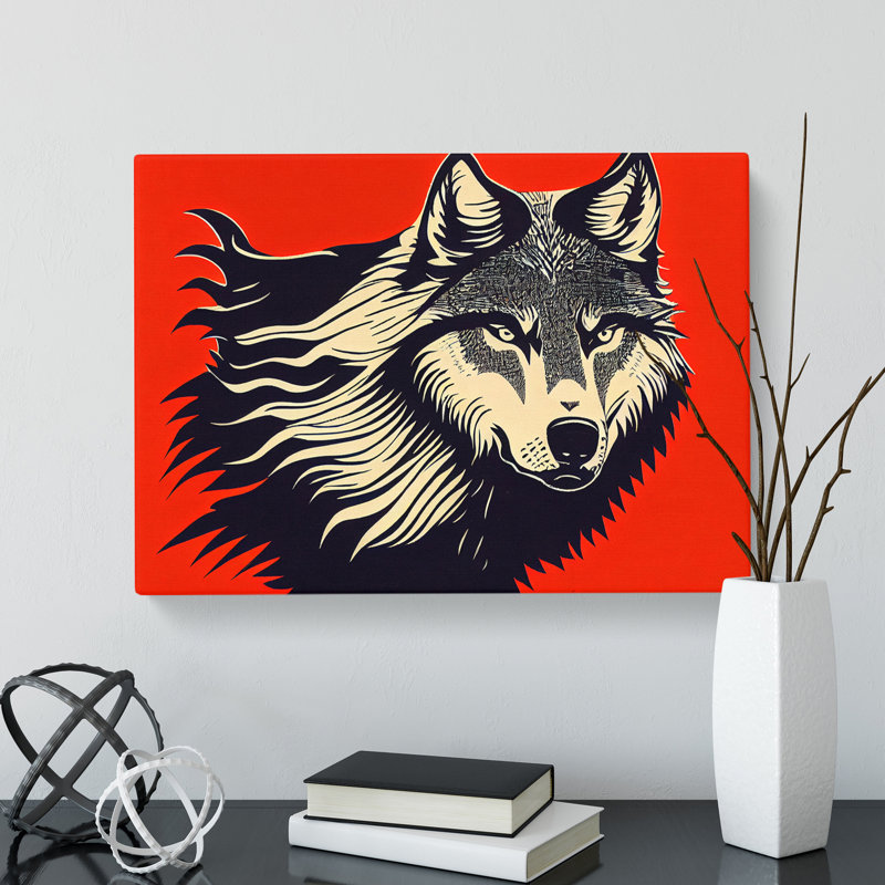 XXX-H1022-WF-10255X Wolf Art Abstract - Wrapped Canvas Print
