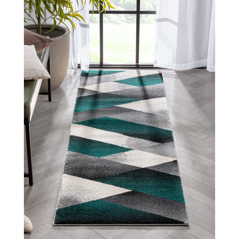 Leona Geometric Synthetic Area Rug, Runner 67 x 220cm