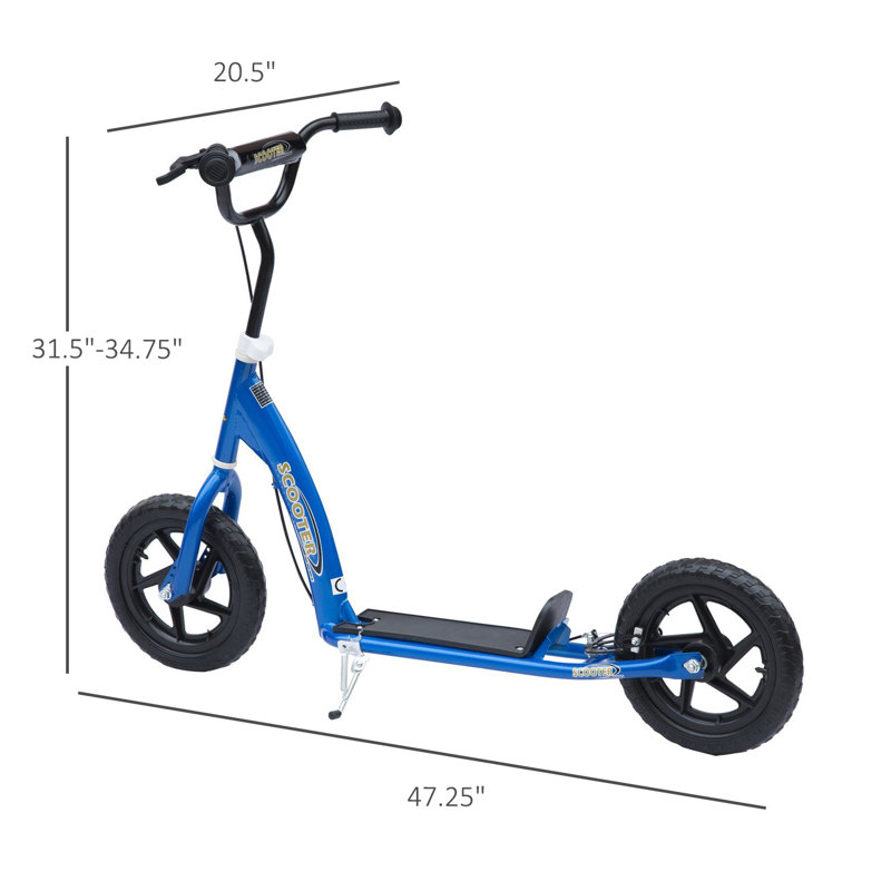 Blue Adjustable Height Kids Kick Scooter with Big Wheels