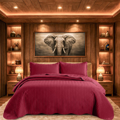 Microfiber Embossed Oversized Bedspread Set With Shams – Modern & Contemporary, Machine Washable, Dust-Resistant