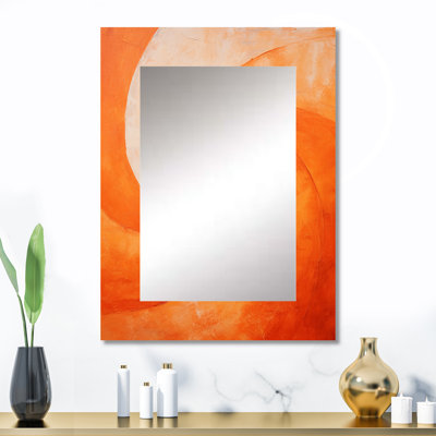 Tangerine Twist Spriral I - miroir spirales abstraites, miroir mural pêche décoratif, impression sur métal