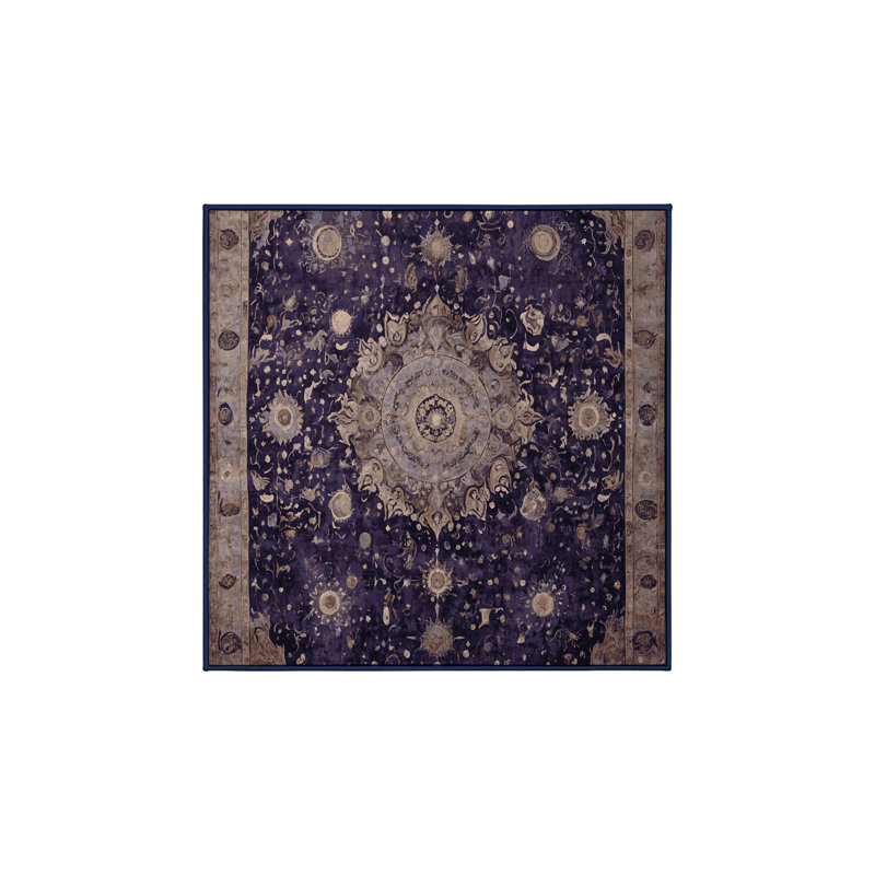 Machine Washable Purple Area Rug, Square 5'