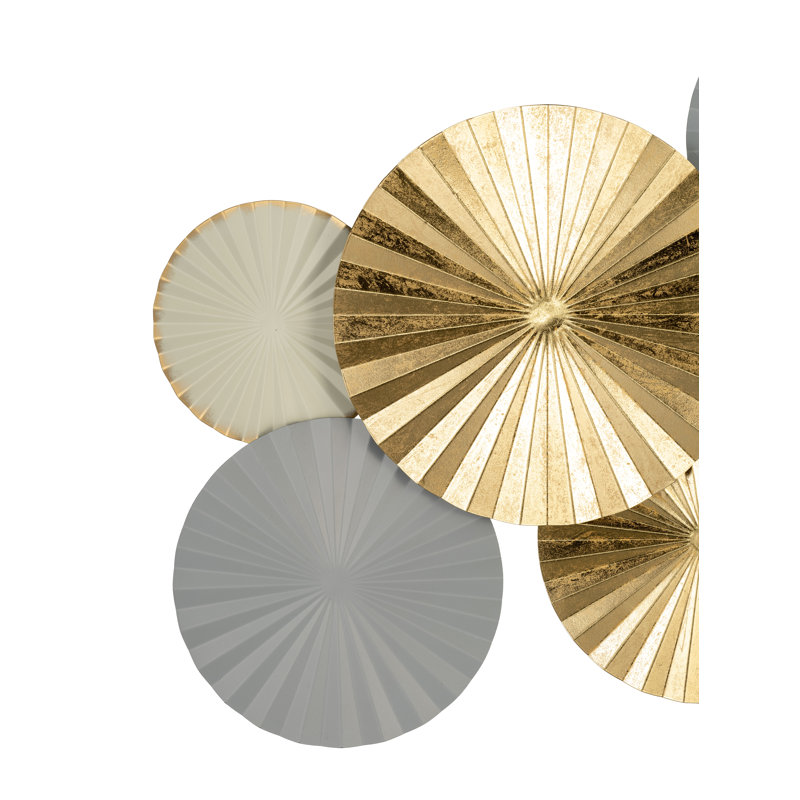 Pleated Wall Disc Decor, Gray/Gold