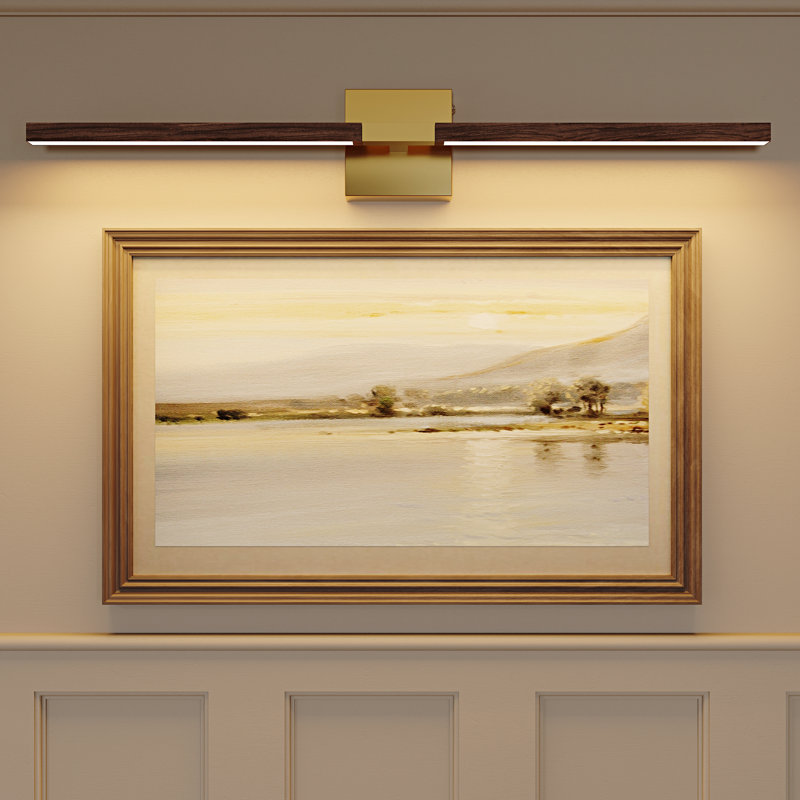Lampe extra longue 36 po à DEL avec télécommande sans fil en aluminium de qualité supérieure, 36 po de largeur, Noyer doré